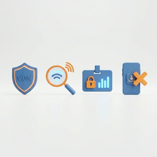 4 Regeln für sicheres öffentliches WLAN: VPN, Name prüfen, Wenig Daten, Keine Apps